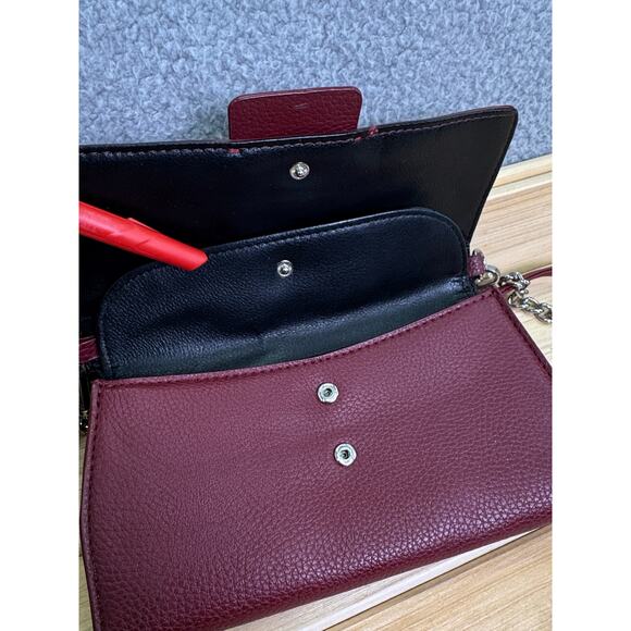 Nine West Wallet Purse Red Leather Crossbody Clutch Snap Closure Shoulder Bag - Picture 9 of 12